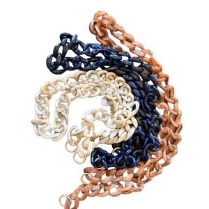 RETAIL $40 Acrylic Resin Chain! Choice Natural Sand,‎ Navy, & Tortoise 47”